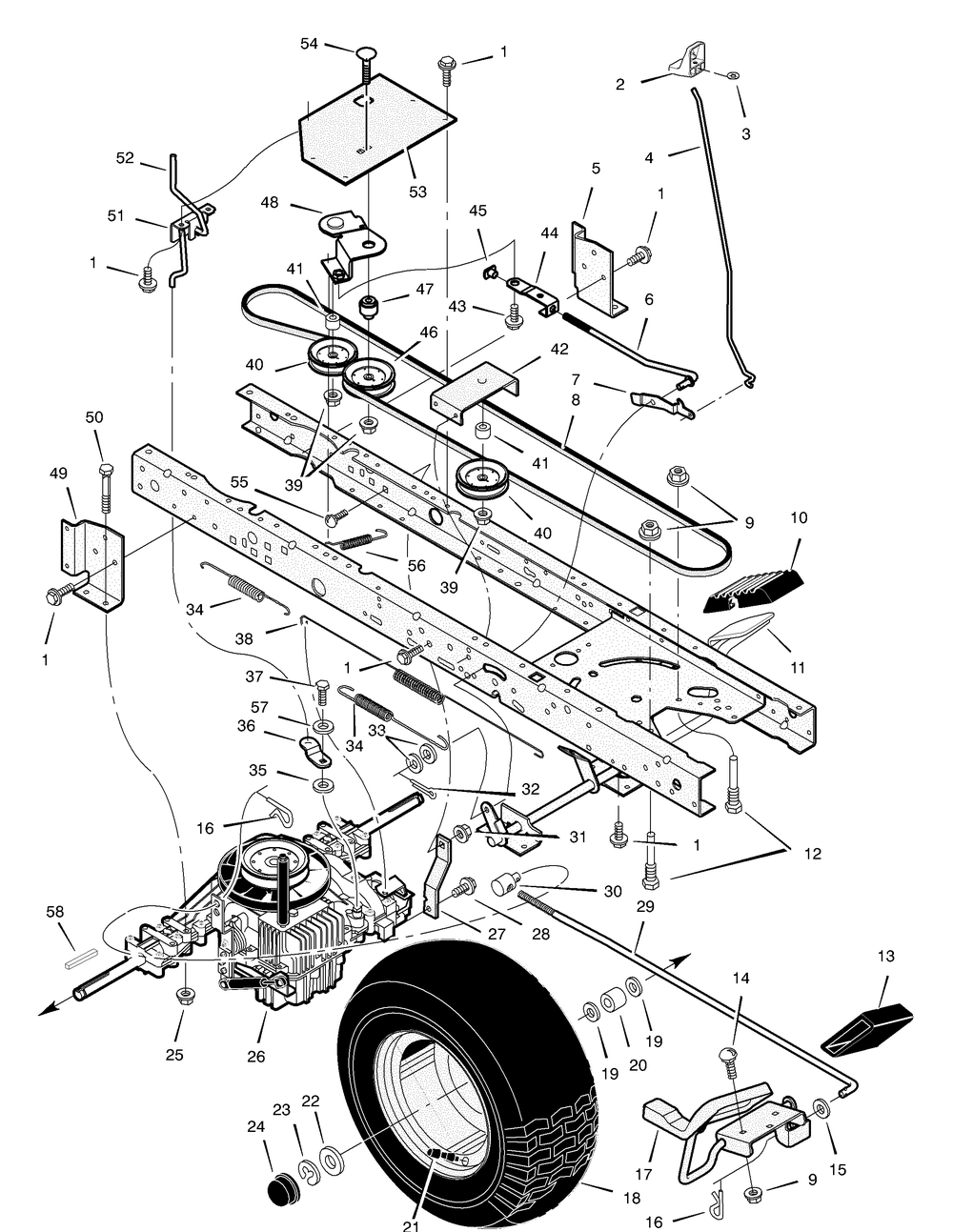 Drive Assembly Diagram and Parts List for 425638X692A 2003 Briggs and Stratton Lawn Tractor